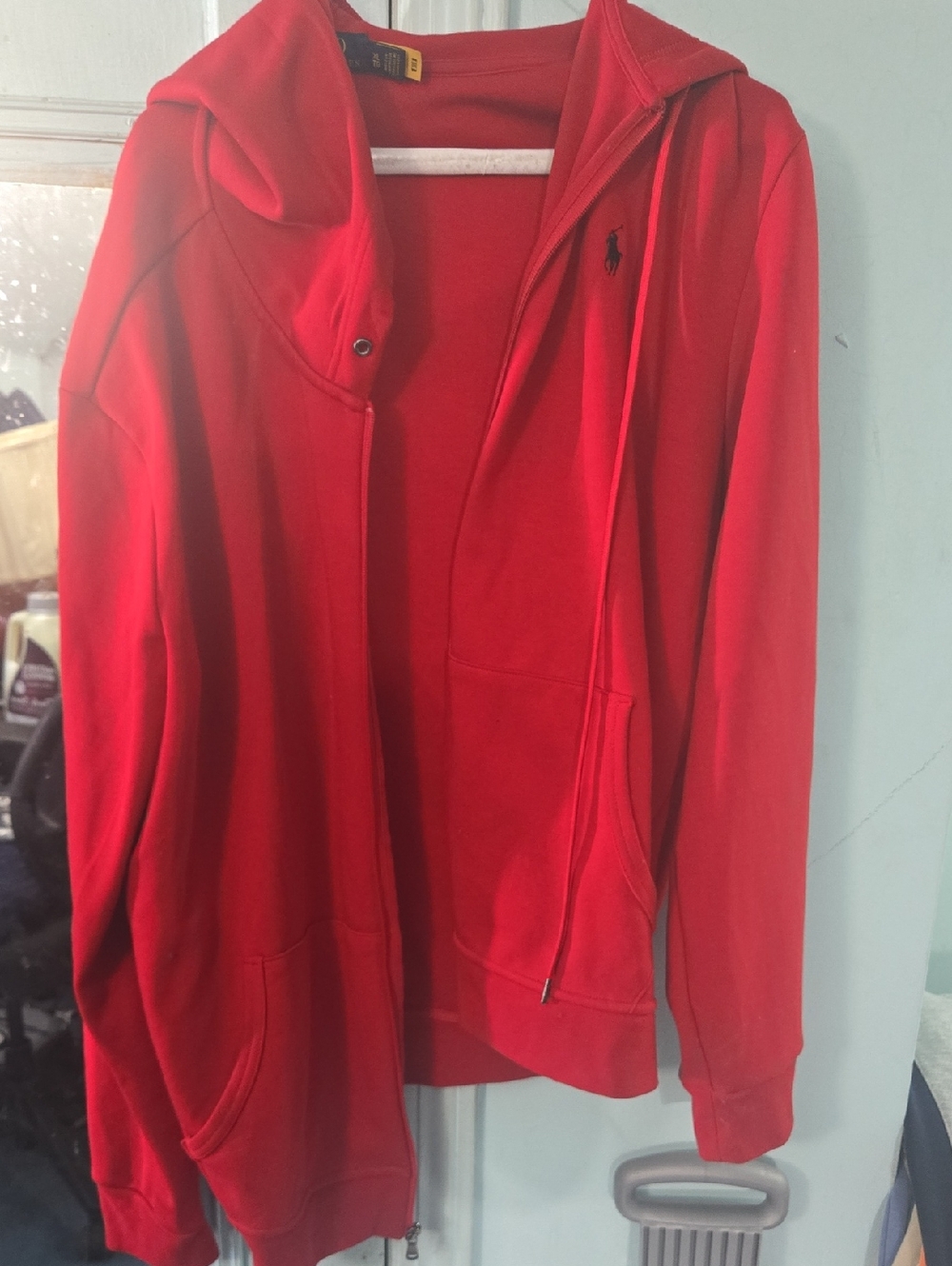 Polo by Ralph Lauren Red Hooded Zip Jacket with Embroidered Pony